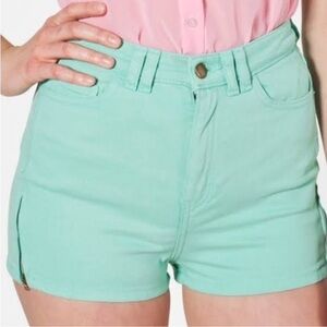American Apparel Mint High Waist Women's Shorts Zipper
